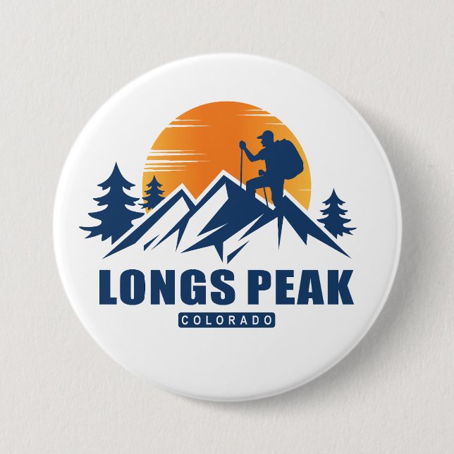 Retro Longs Peak Hike T-Shirt Button (Front)