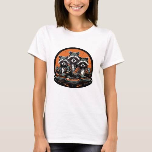 Retro Look Band of Raccoon Recording Artists Fun  T_Shirt