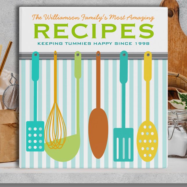 Retro Look Family Recipes Personalized 3 Ring Binder (Creator Uploaded)