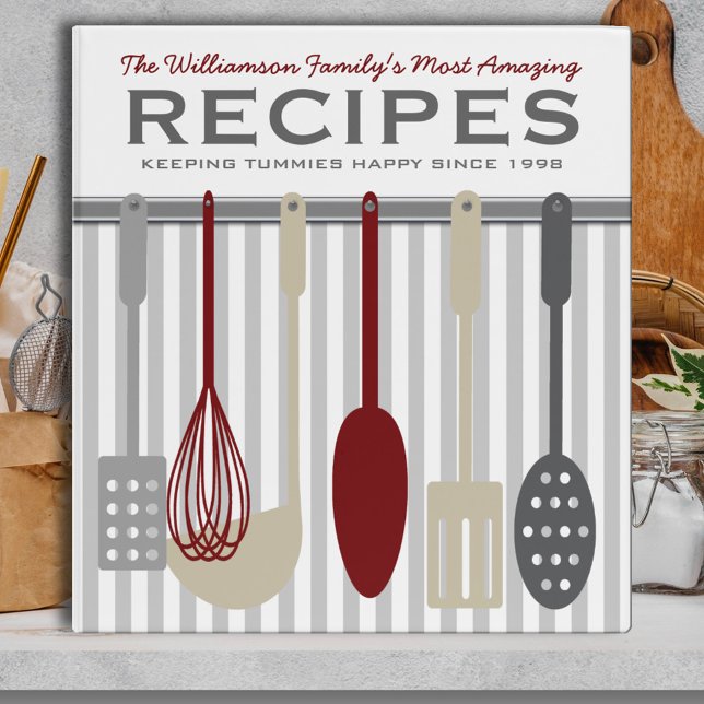 Retro Look Family Recipes Personalized 3 Ring Binder (Creator Uploaded)