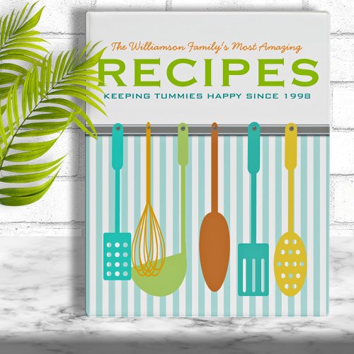 Retro Look Family Recipes Personalized Mini Binder