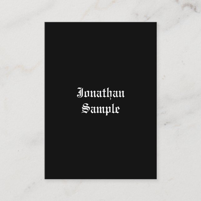Retro Look Handwritten Script Black White Classic Business Card (Front)
