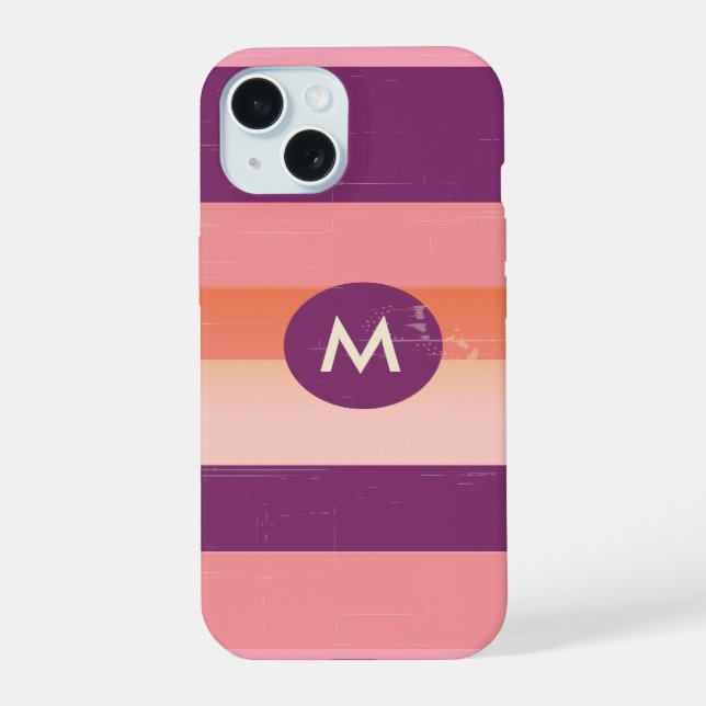 Retro look monogram candy stripes iphone case (Back)
