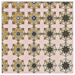 Retro look pattern in tan, black and pink fabric