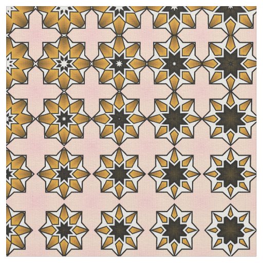 Retro look pattern in tan, black and pink fabric