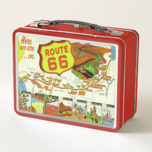 Retro Look Route 66 Metal Lunch Box