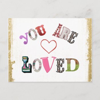 Retro Look: You Are Loved Postcard by QuoteLife at Zazzle