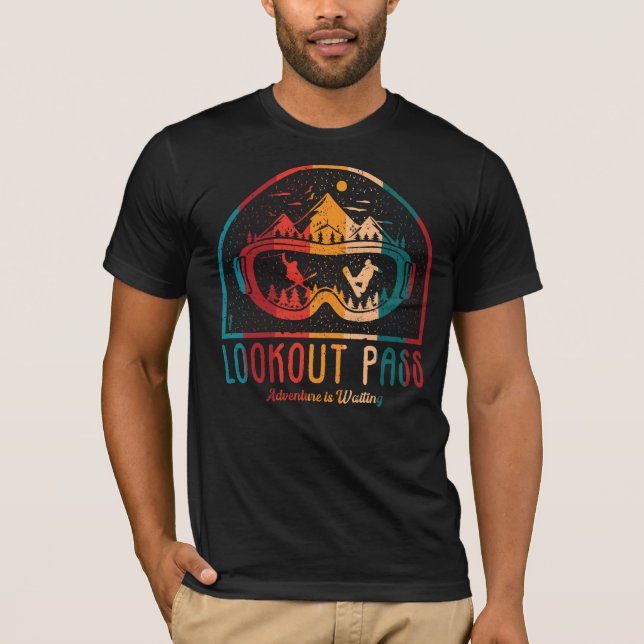 Retro Lookout Pass Ski Sunset T-Shirt (Front)
