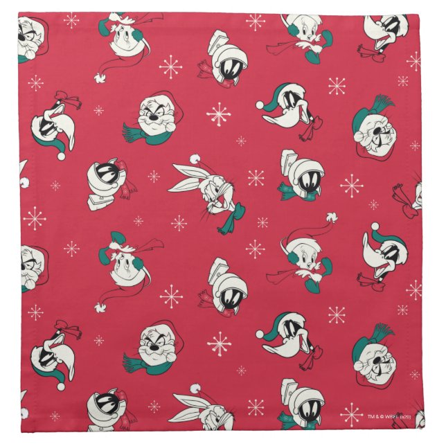 Retro LOONEY TUNES™ Winter Holiday Pattern Cloth Napkin (Front)