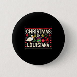 Retro Louisiana Christmas Carnival Mardi Gras Holi Button