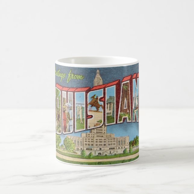 Retro Louisiana Postcard Coffee Mug (Center)