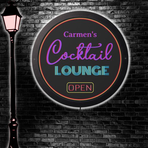 Retro Lounge Bar Open Sign Add Your Name