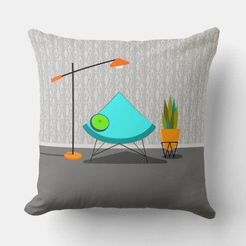 Retro Lounge Throw Pillow