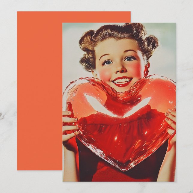 Retro Love: 1950s Heart Glow Invitation (Front/Back)