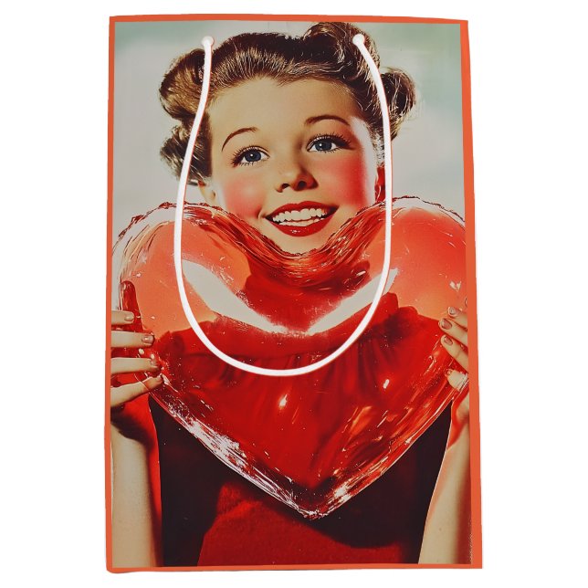 Retro Love: 1950s Heart Glow Medium Gift Bag (Front)