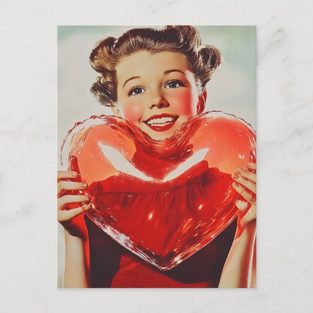 Retro Love: 1950s Heart Glow Postcard (Front)