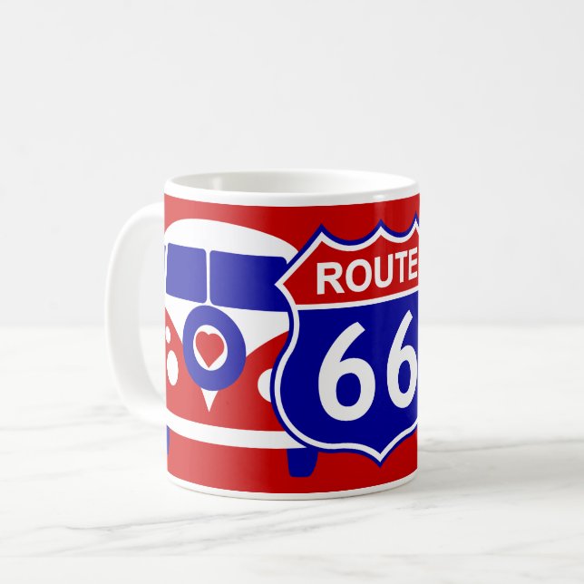 Retro Love and Peace Camper Van Life Coffee Mug (Front Left)