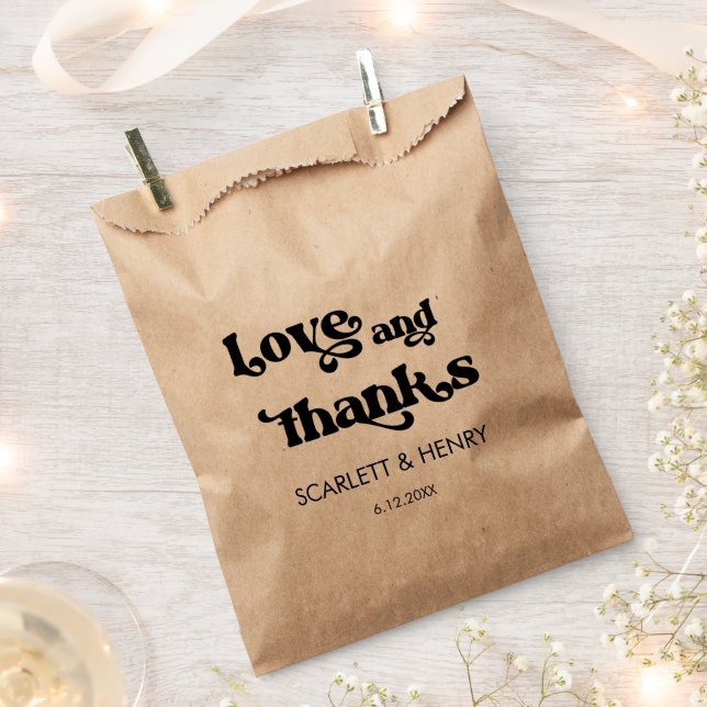 Retro Love and Thanks Wedding Favor   Bag (Clipped)
