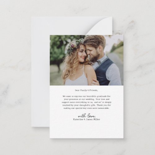 Retro Love and Thanks White Arch 2 Photos Wedding Note Card