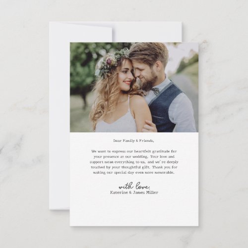 Retro Love and Thanks White Arch Two Photo Wedding Thank You Card