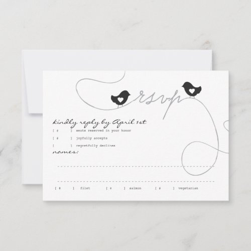 Retro Love Birds Response Card Personalized Invitation