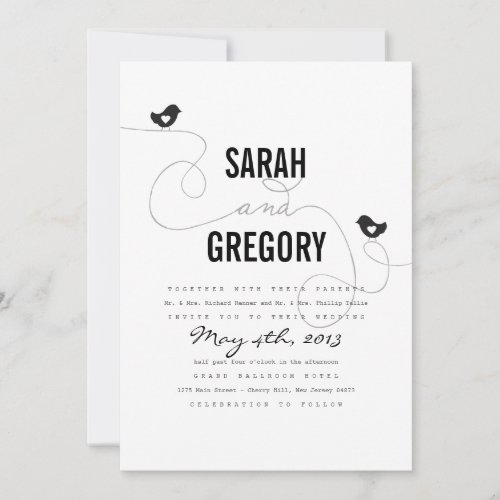 Retro Love Birds Wedding Invitations