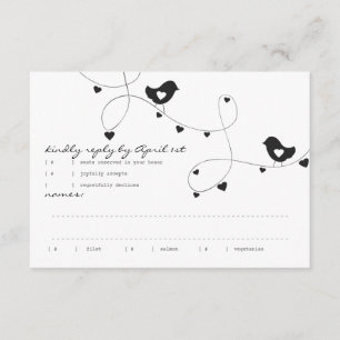 Retro Love Birds with Hearts Response Card