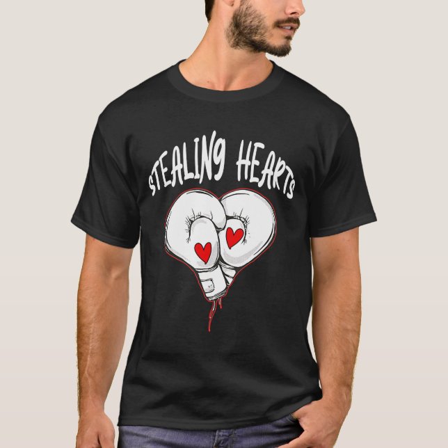 Retro Love Boxer Boxing Gloves Stealing Hearts Val T-Shirt (Front)
