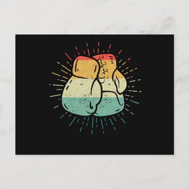 Retro Love Boxing Lover Boxer Gloves Funny Postcard (Front)