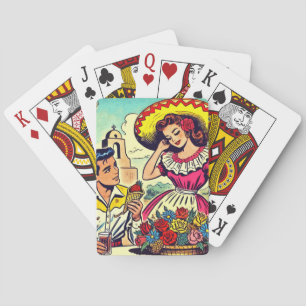 Retro Love Couple Comic Poker Cards