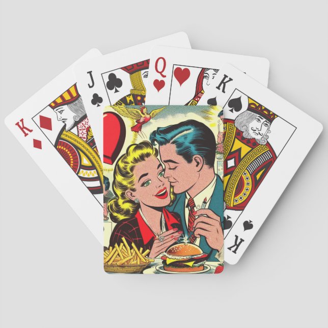 Retro Love Couple Comics Poker Cards (Back)