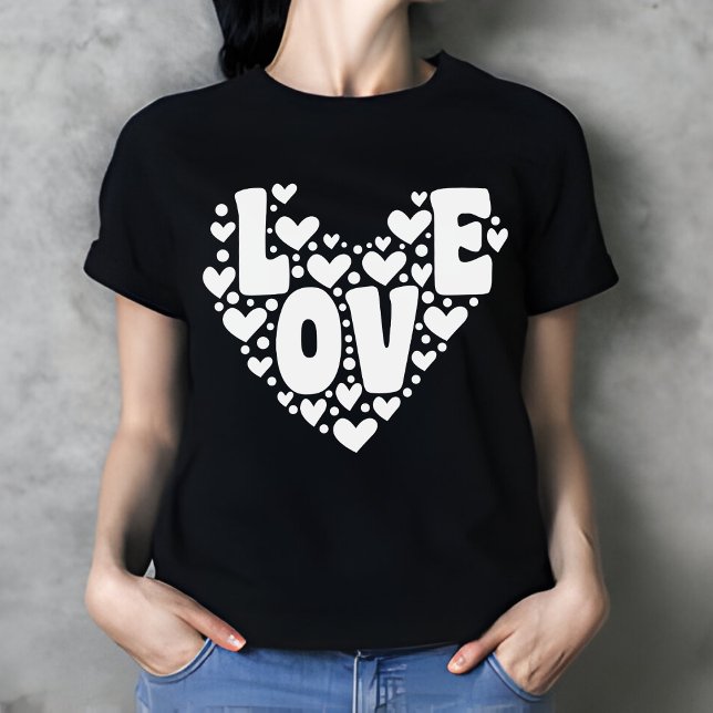 Retro Love Heart Black Women's Valentine's Day T-Shirt (Creator Uploaded)