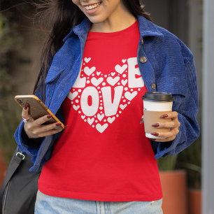 Retro Love Heart Red Women's Valentines Day T-Shirt