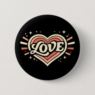 Retro Love Heart Valentine Classic Button