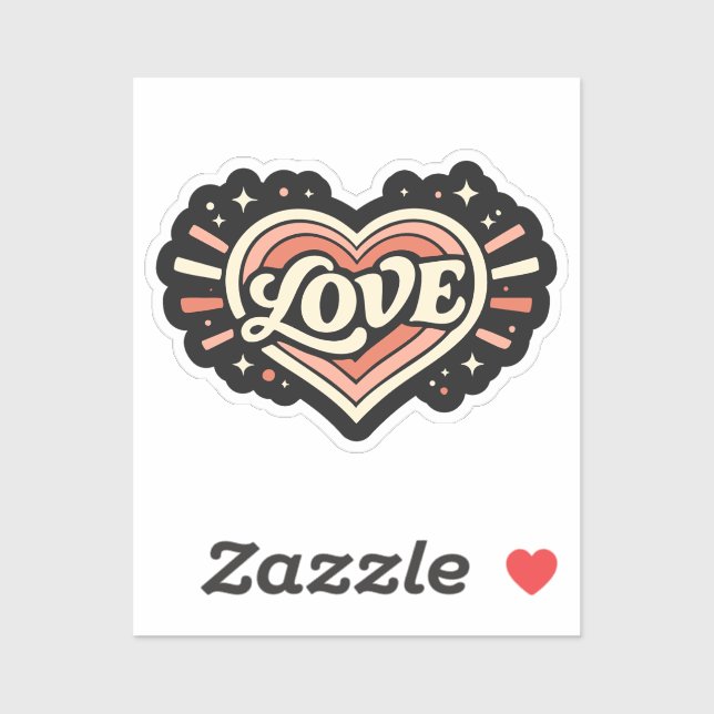 Retro Love Heart Valentine Classic Sticker (Sheet)