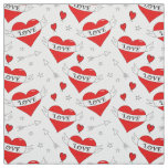 Retro Love Hearts Pattern Fabric