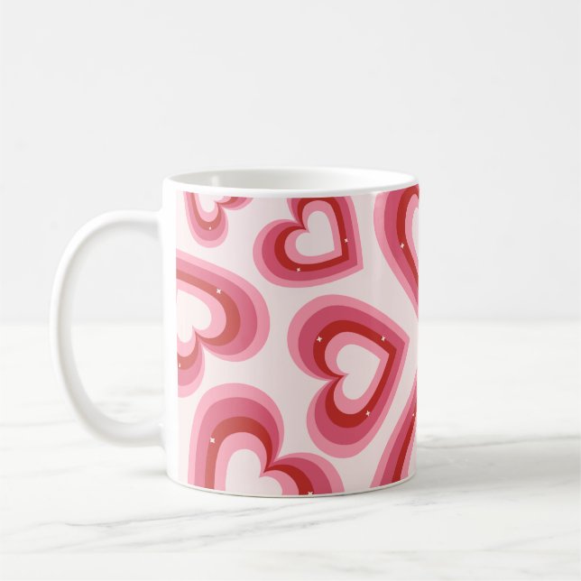 Retro Love Hearts Pattern mug  (Left)