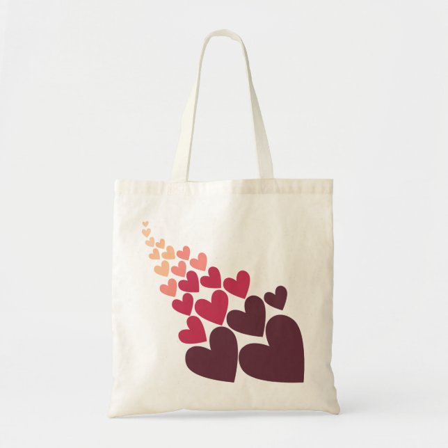 Retro Love Hearts Tote Bag (Front)