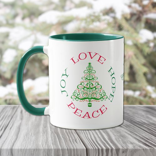 Retro Love Hope Joy Peace Holiday Coffee Mug