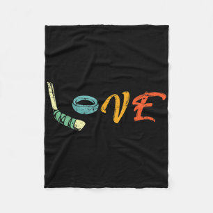 Retro Love Ice Hockey Gift Street Hockey Gifts Vin Fleece Blanket