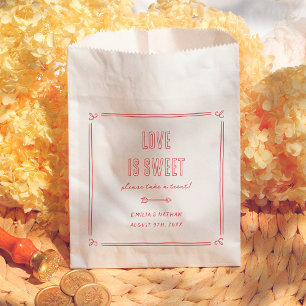 Retro Love is Sweet Hand Drawn Cupid Wedding Favor Bag
