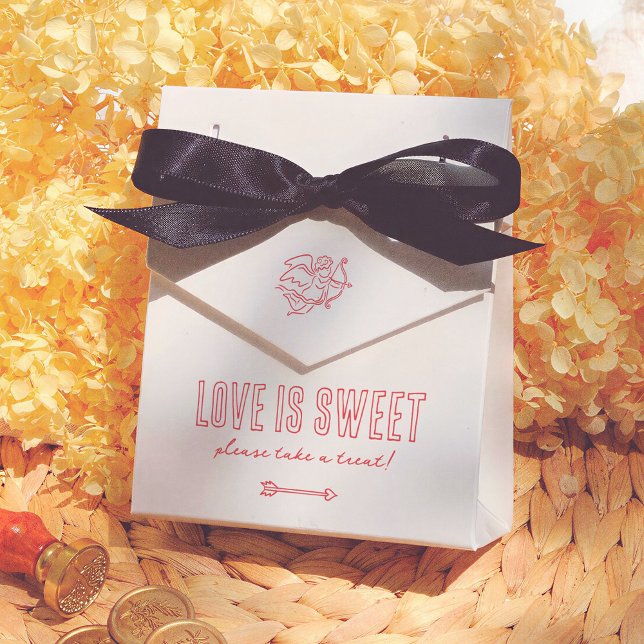 Retro Love is Sweet Hand Drawn Cupid Wedding Favor Boxes (Creator Uploaded)