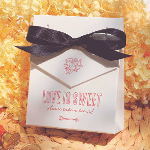 Retro Love is Sweet Hand Drawn Cupid Wedding Favor Boxes
