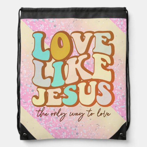 Retro Love Like Jesus  Drawstring Bag