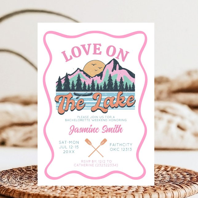 Retro Love on the lake bachelorette party  Invitation (Creator Uploaded)