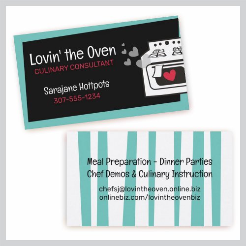 retro stove oven chef baker business card