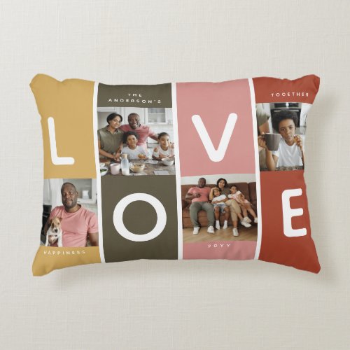 Retro LOVE Photo Collage  Accent Pillow