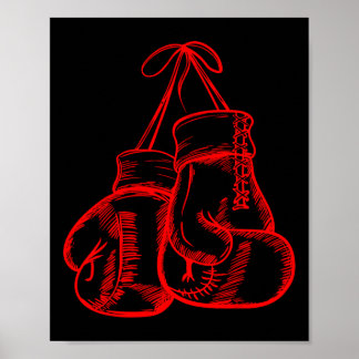 Retro Love Red Boxing Gloves Gifts Boxer Gift  Poster