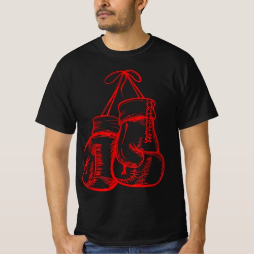 Retro Love Red Boxing Gloves Gifts Boxer Gift  T_Shirt