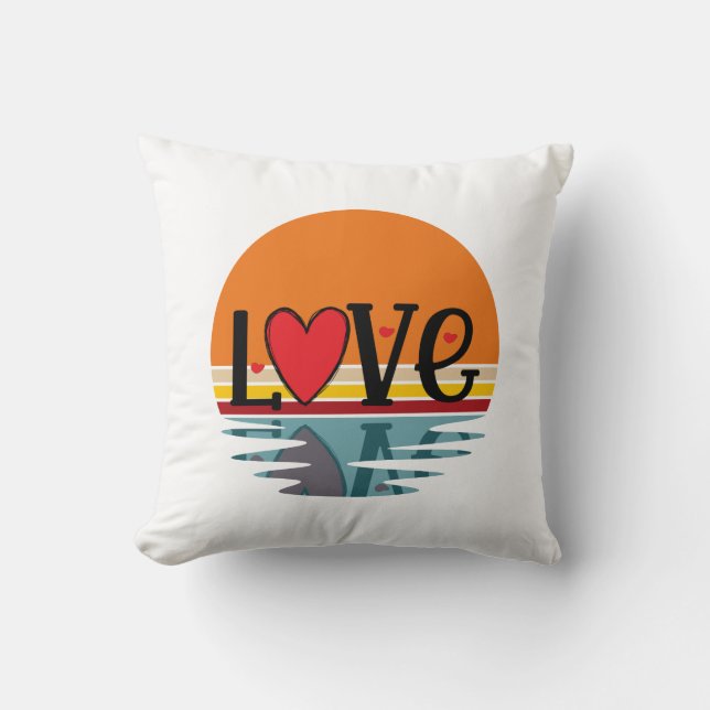 Retro Love Reflection Throw Pillow (Front)